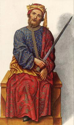 Миниатюра из Испанской королевской библиотеки.
Король Фруела I (757 г.)