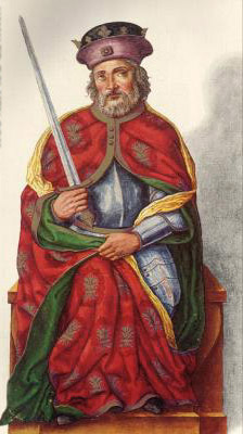 Миниатюра из Испанской королевской библиотеки.
Король Ордoно I (850 г.)